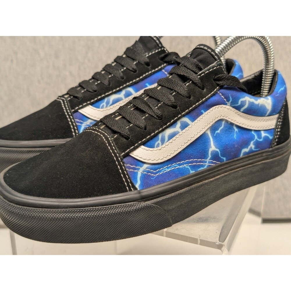 EUC Vans Old Skool Lightning Black/Blue 5.5 US Men/7.5 US Women - Picture 4 of 9